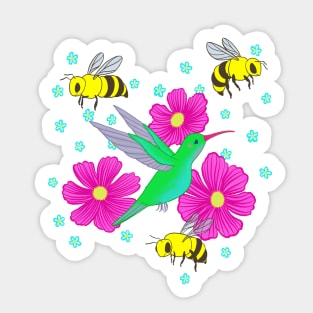 Hummingbird Floral Sticker